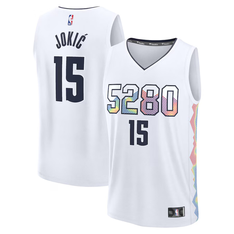 Men Denver Nuggets #15 Nikola Jokic Fanatics White City Edition 2024-25 Fast Break Player NBA Jersey